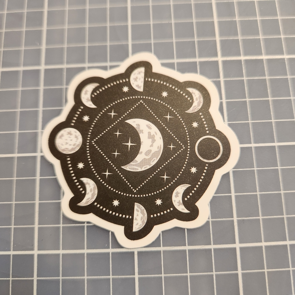 10/$10 Sticker Celestial Moon Black And White